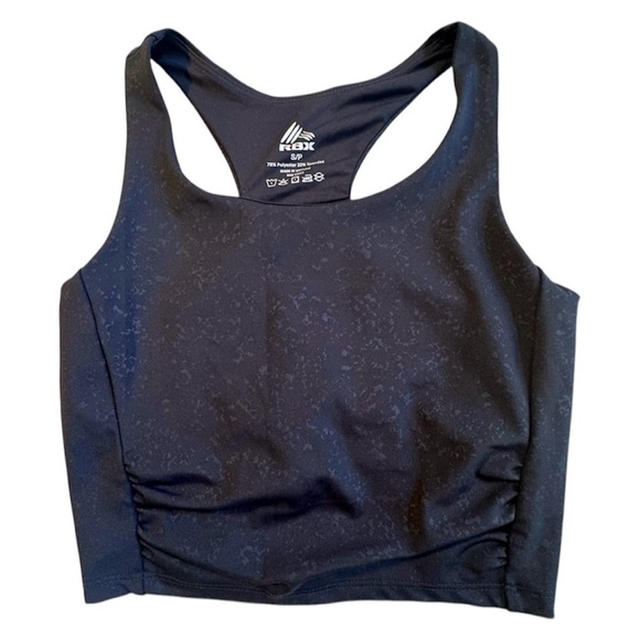 RBX Black Cropped Tank Top Built-in Sport Bra Subtle Pattern Workout Women’s S - Picture 11 of 11